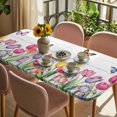 thumbnail image 3 of Tulips Spring Floral Table Cloths for 3 Foot Rectangle Tables, Pastoral Flowers Butterfly Wooden Patio Waterproof Elastic Fitted Tablecloths, Washable Rectangular Table Cover for Camping, 3 of 8