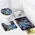 thumbnail image 4 of 4 Pc Over The Mountains Motorcycle Motocross Art Shower Curtain set Bath Mats Set, Water Repellent Spa Curtain Absorbent Plush Carpet Mats, 4 of 7