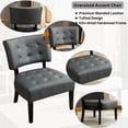 thumbnail image 3 of Roundhill Furniture Blended Leather Tufted Accent Chair with Oversized Seating, Gray, 3 of 11