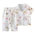thumbnail image 5 of WOYY Toddler Girl's Pajamas Short Sleeve Button Shirt Pants Casual Homewear, Sizes 3-4T, 5 of 5