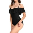 thumbnail image 3 of Csndyce Women's Ruffled One Piece Swimsuits off Shoulder Tummy Control Halter Bathing Suit Female, 3 of 7