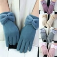 thumbnail image 3 of dianhelloya Bowknot Decor Thickened Solid Color Women Gloves Autumn Winter Double sided Fleece Driving Gloves 1 Pair Beige, 3 of 7
