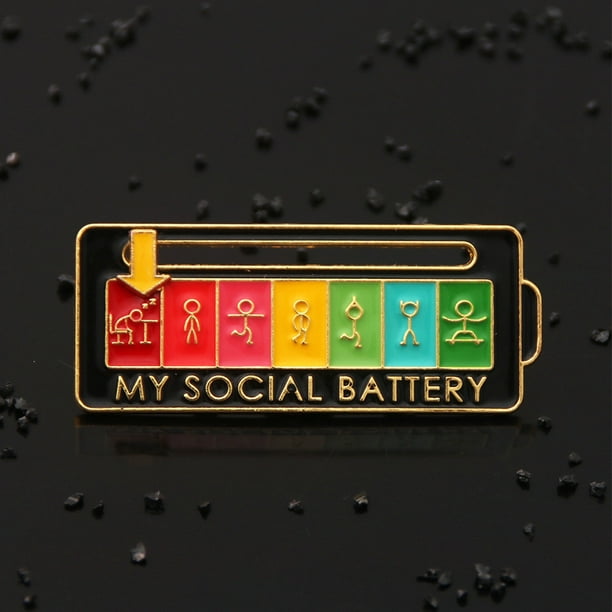 TB&W Social Battery Pin Creative Lapel for 7 Days A Week Lapel Pin