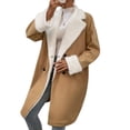 thumbnail image 3 of LilyLLL Womens Winter Warm Overcoat Fleece Lined Lapel Wool Jacket Outwear, 3 of 4