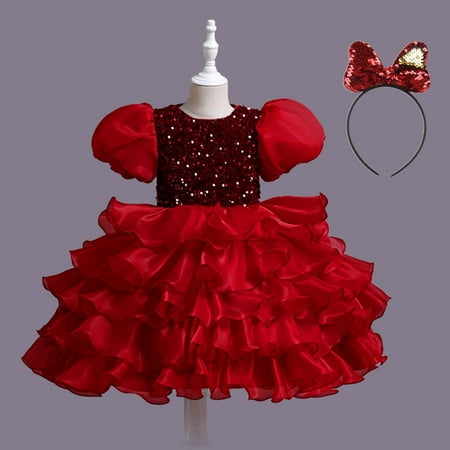

Leutsin Children s Dress Girl Sleeveless Princess Dress Sequin Mesh Dress Tufted Dress