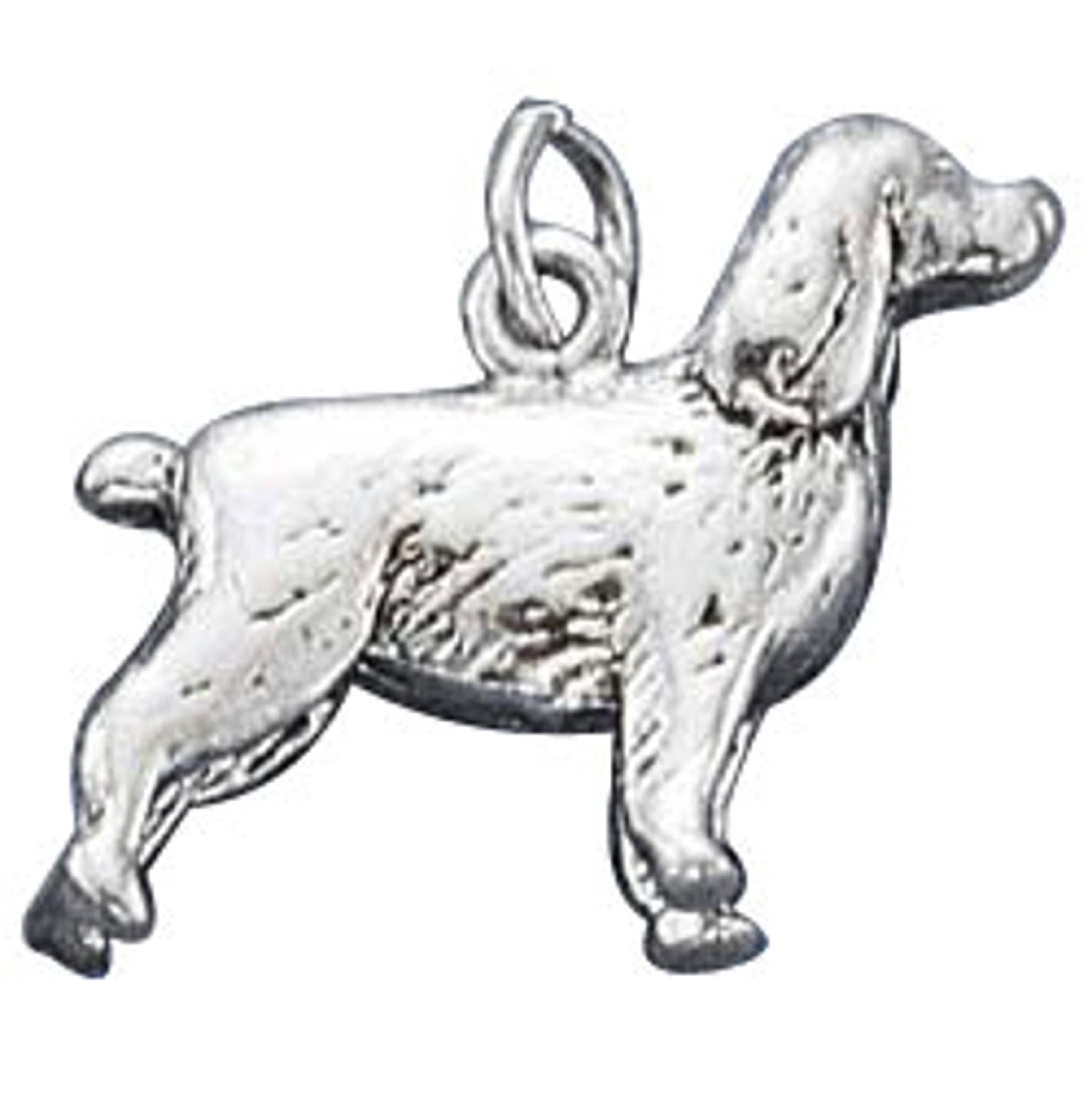 Cocker Spaniel Pave Heart Charm Bracelet - Silver Plated, Crystal Rhinestone, Lobster Clasp, 7.5"
