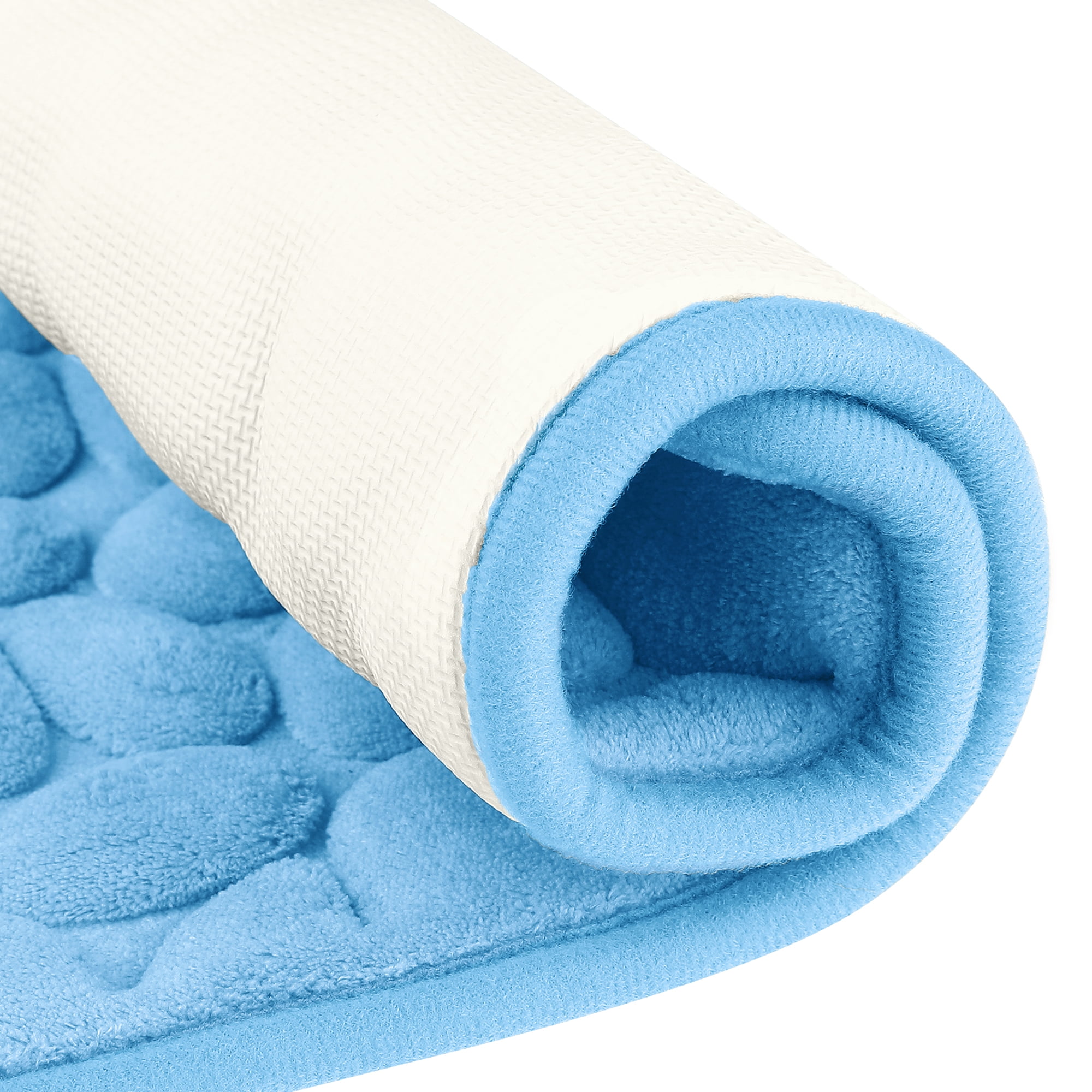 Unique Bargains 2 Pcs Bath Mat Quick Dry Bath Mats Light Blue/Light Green 16" x 24"