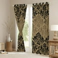thumbnail image 3 of Manfei Retro Damask Print Curtains Pack of 2 (42x84 Each),Vintage Baroque Flower Curtains Blackout,Gold Black Bedroom Curtains For Men Women,Ultra Soft Home Decor, 3 of 6
