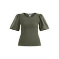 thumbnail image 5 of Time and Tru Women's Mixed Media Top with Puff Sleeves, Sizes XS-XXXL, 5 of 5