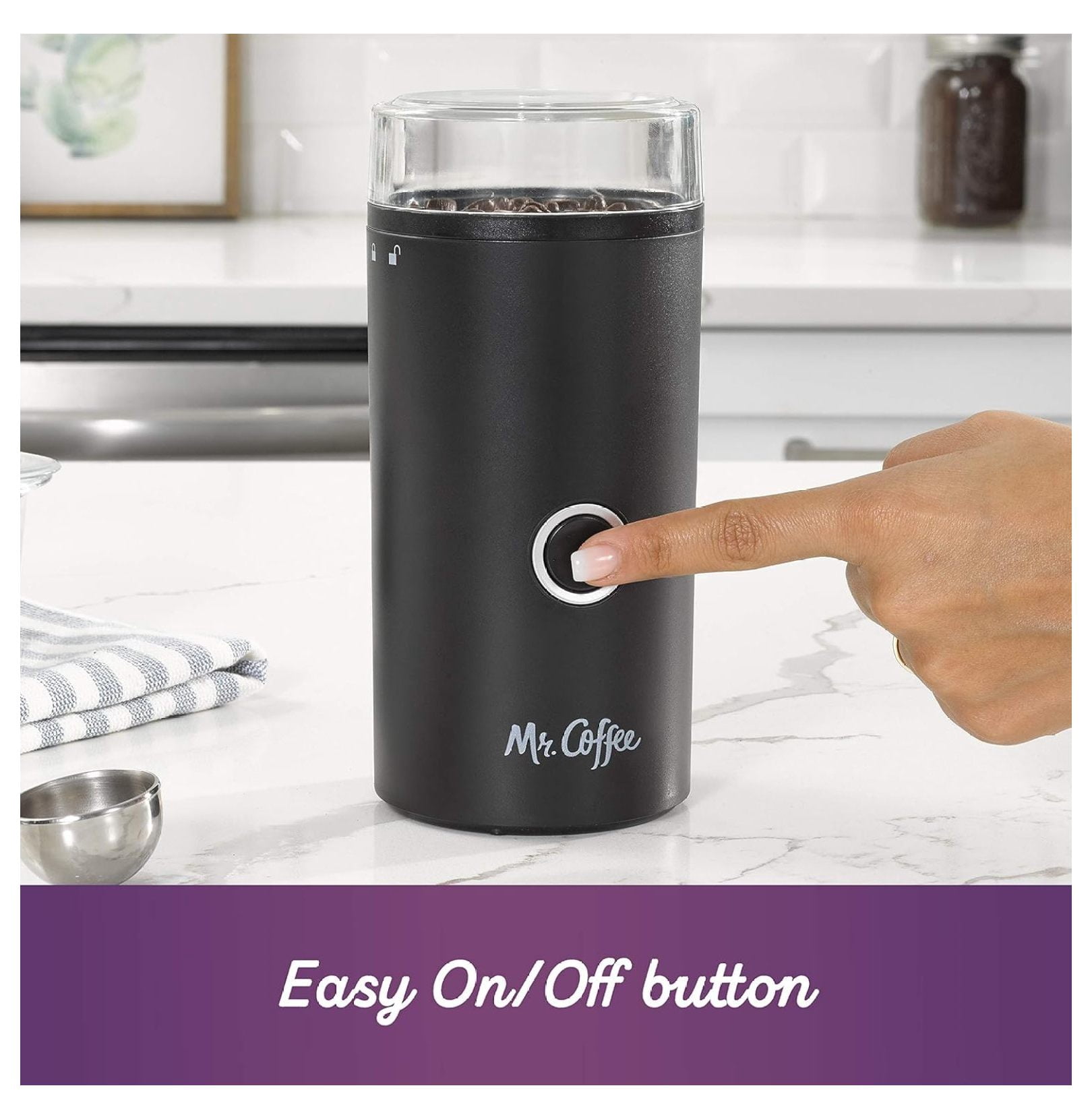 Coffee Grinder Electric, 14 Cup Blade Grinder for Whole Beans, Stainless Steel, Black