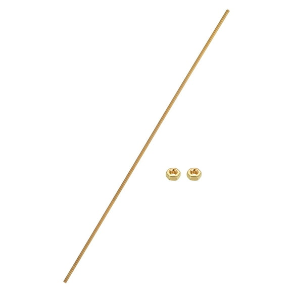 Uxcell Brass Fully Threaded Rod, M3x0.5mm Pitch Right Hand Threads Studs with Solid Brass Hex Nuts, 250mm/10" Long Threaded Screw Rods Fasteners for Anchors Bolts Hangers Clamps