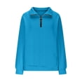 thumbnail image 6 of VJGBEGW Women Textured Quilted 1/4 Zip Pullover Comfort Half Zip Fall Sweatshirt Cozy Pullover Tops Cable Knit Sweater Sky Blue M, 6 of 6