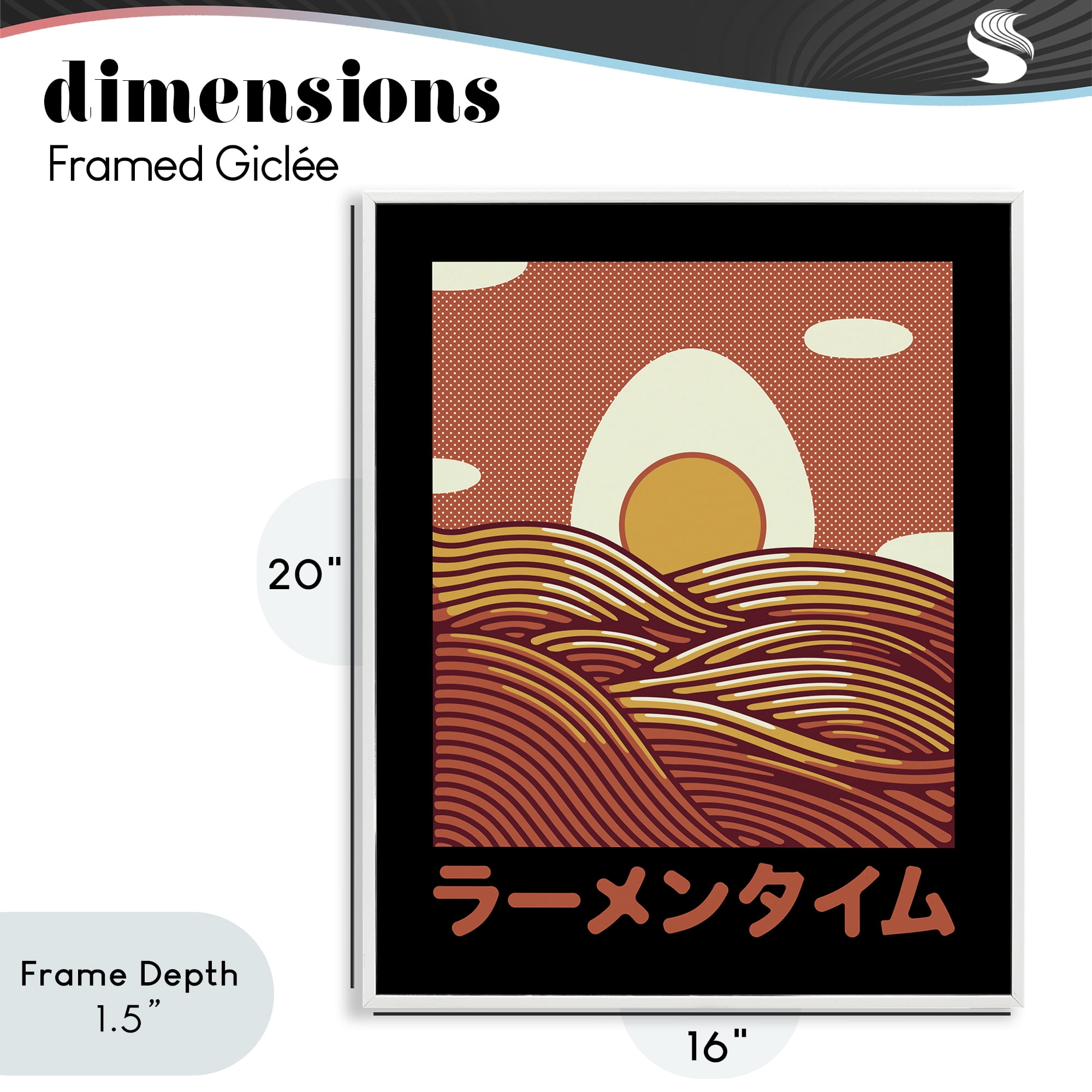 Stupell Industries Minimalist Egg & Ramen Sunset White Framed Giclee Art, design by Tobe Fonseca