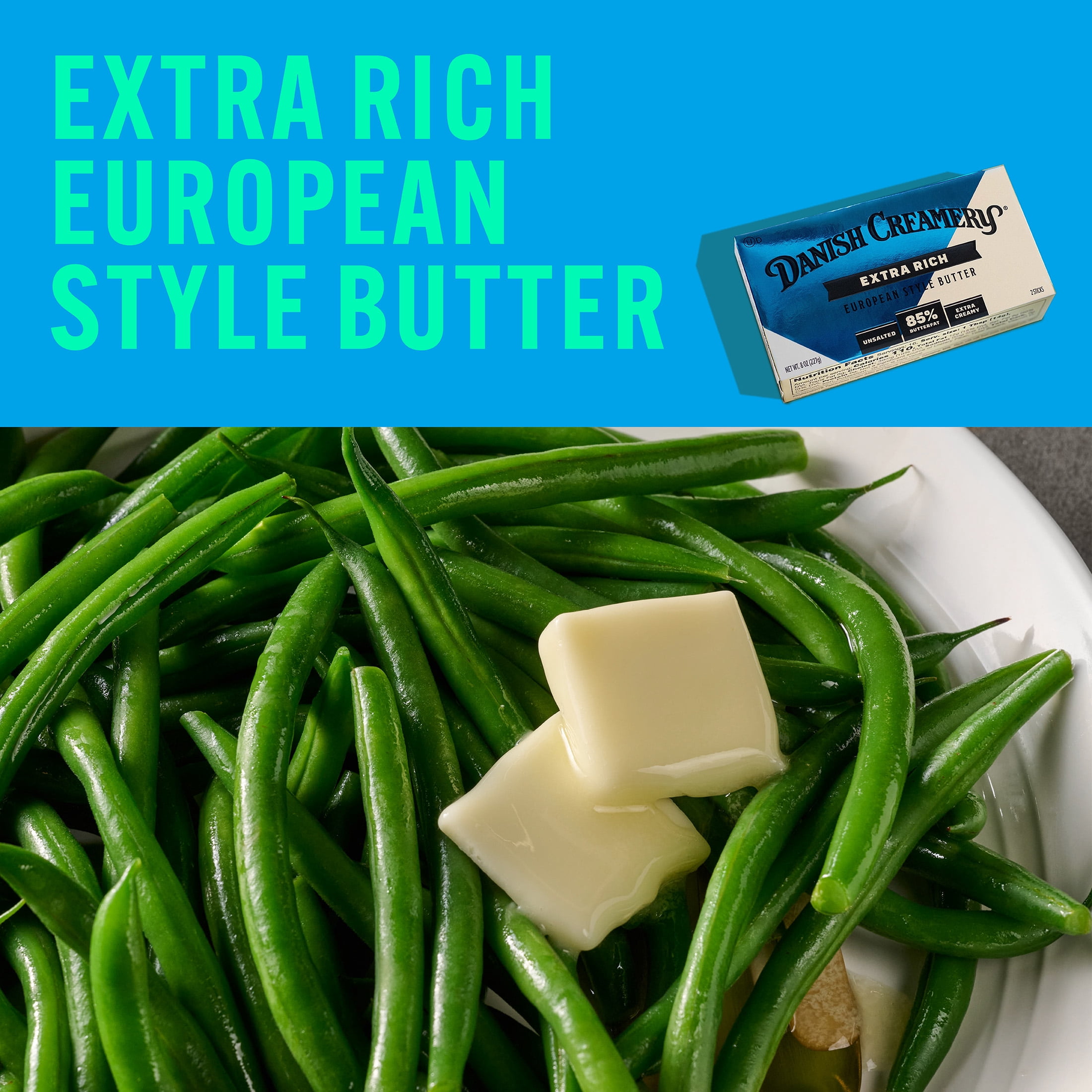 Danish Creamery European Style Unsalted Butter, 8 oz, 2 Sticks