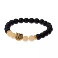 thumbnail image 3 of EOEMY Men Women 8mm Natural Round Gemstone Bead Handmade Beads Bracelets Charm Jewelry-Golden Owl + Black Stone Elastic, 3 of 3