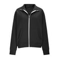 thumbnail image 4 of zbxnLI Women's Full Zip Sweatshirts Crop Top Collared Long Sleeve Athletic Running Sweatshirt Solid Color, 4 of 8