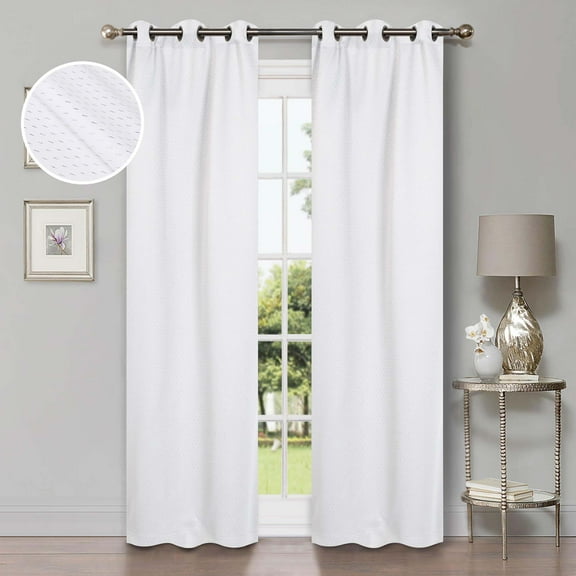 Superior Shimmer Blackout Curtains, Grommet Header, Set of 2, 42" X 108", Snow White