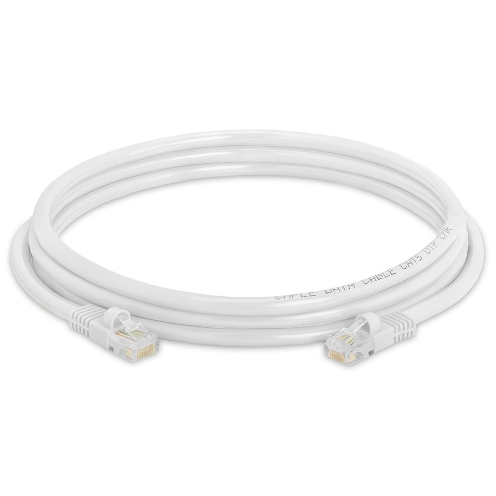 Cmple - 10 Pack Cat5e Ethernet Cable 7ft Computer Router Cables with RJ45 Connectors 1Gbps Ethernet Patch Cord 350Mhz Lan Wire - White