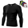 thumbnail image 3 of Men Compression Base Layer Tight Long Sleeve Tops T-Shirt for Sports Fitness Training Running Exercise, 3 of 5