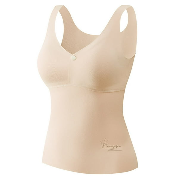 Ropa interior térmica para mujer, de moda, lisa, con cuello redondo, cojín en el pecho, camiseta térmica cálida de poliéster para mujer, cintura baja.