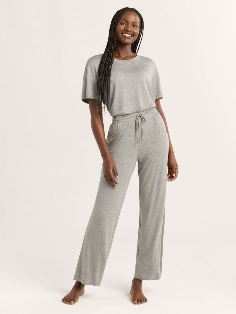 Joyspun Women's Sleepwear Long Knit Pajama Pants, 29-inch Inseam