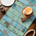 thumbnail image 3 of Turquoise Farmhouse Table Runner 72 Inches, Vintage Teal Wooden Bed Runner Dresser Scarves Tabletop for Indoor Outdoor Parties/Ceremony/Banquet, 16" x 72", 3 of 9