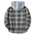 thumbnail image 4 of MHFRRA Camisa con Capucha A Cuadros, Chaqueta, Top Informal de Manga Larga, Ropa de Calle de Moda para Otoño, Jersey Cómodo Café, 4 of 8