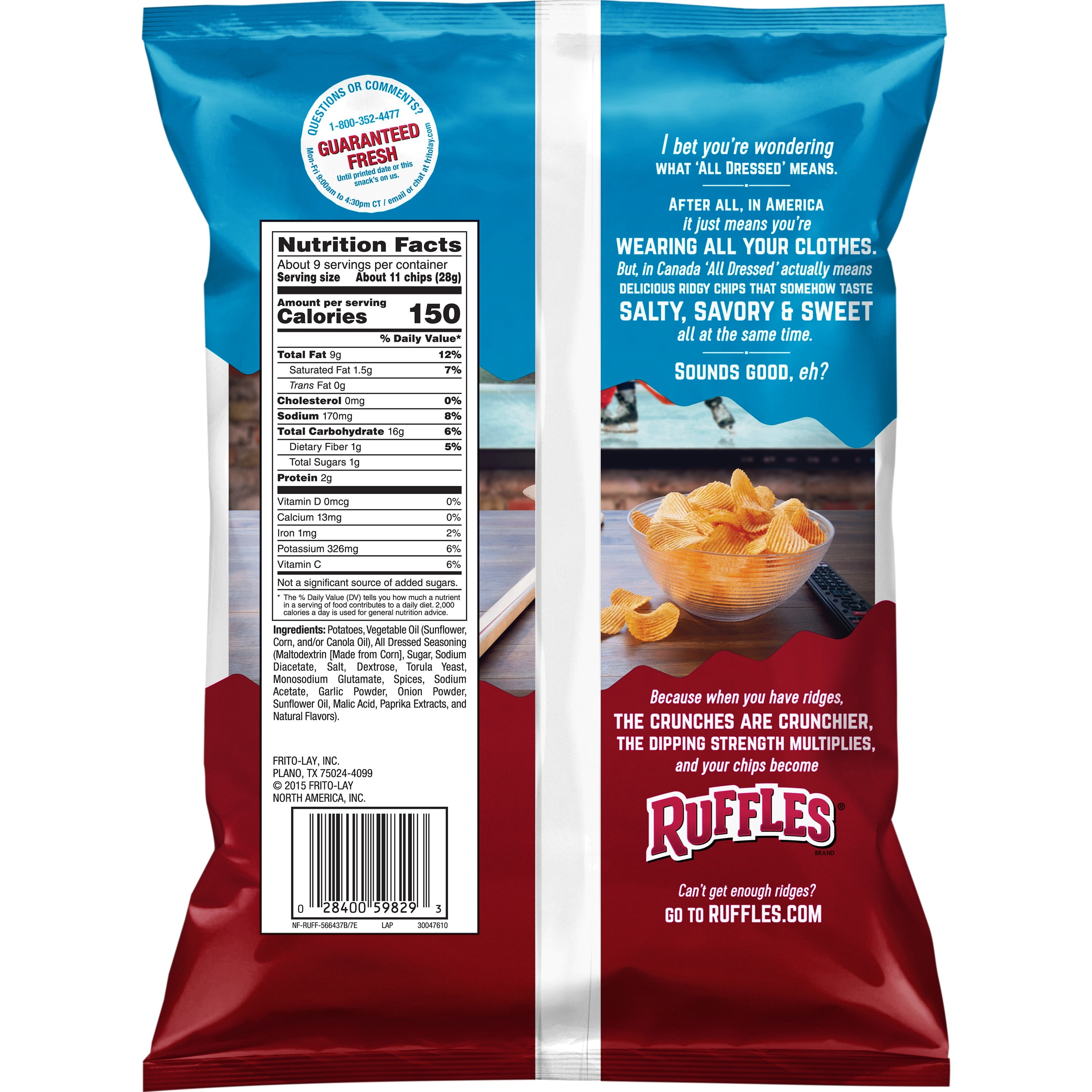  Ruffles All Dressed Salted Potato Chips 220g (2-Pack)