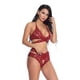 thumbnail image 2 of Conjunto de ropa interior de malla de encaje para mujer, lencería sexy, ropa de dormir, rojo vino, XXL tholdsy XX000073-20, 2 of 7