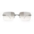 thumbnail image 5 of Luxury Rimless Rectangle Metal Pyramid Stud Jewel Arm Metal Rim Sunglasses Silver - Grey Mirror, 5 of 8