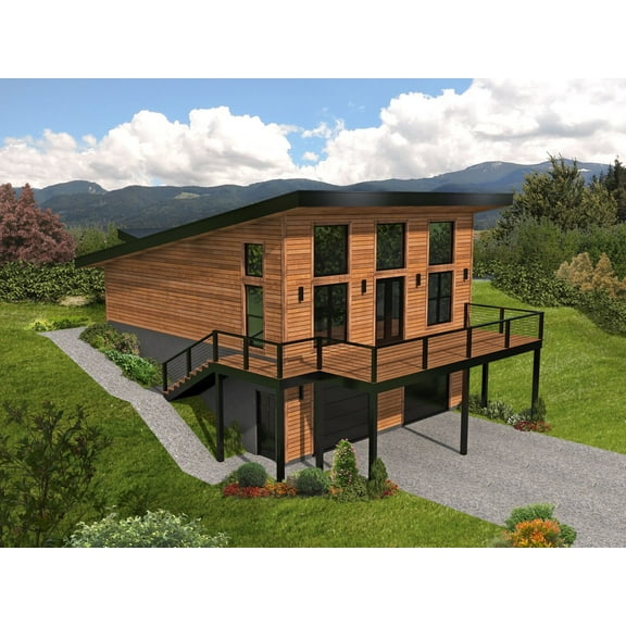763-1000: Modern Contemporary 1 Bed, 2 Bath Luxury Home Plan, 1000 Sq Ft: Full Blueprints with License to Build by Home Plan Marketplace - Lesuto