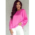 thumbnail image 4 of Women's Pink Satin Puff Long Sleeve Crewneck Blouse, 4 of 5