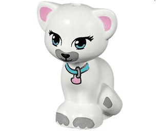 Lego City Friends Elves White Cat Medium Azure Eyes Heart  Collar  NEW 