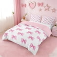 thumbnail image 2 of Erosebridal Girls Pink Bowknot Duvet Cover Set For Kids,Ribbon Bowtie Kawaii Bows Bedding Full,Reversible Pink,3-Piece(No Comforter), 2 of 6
