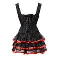 thumbnail image 3 of Grebrafan Straps Corset Pirate Gothic Bustier with Multi Layer lace Skirt L Red, 3 of 5