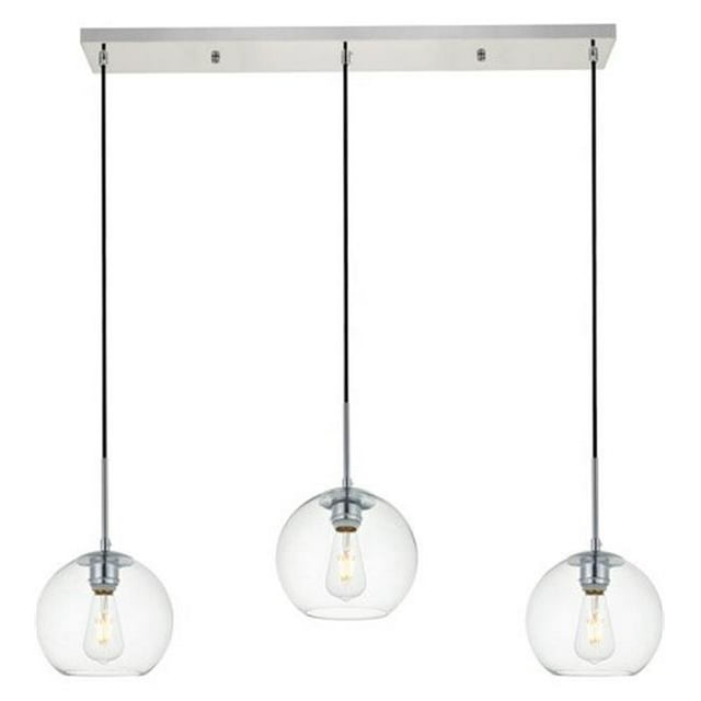 Living District LD2236C Baxter 3 Lights Pendant Ceiling Light with Clear Glass, Chrome