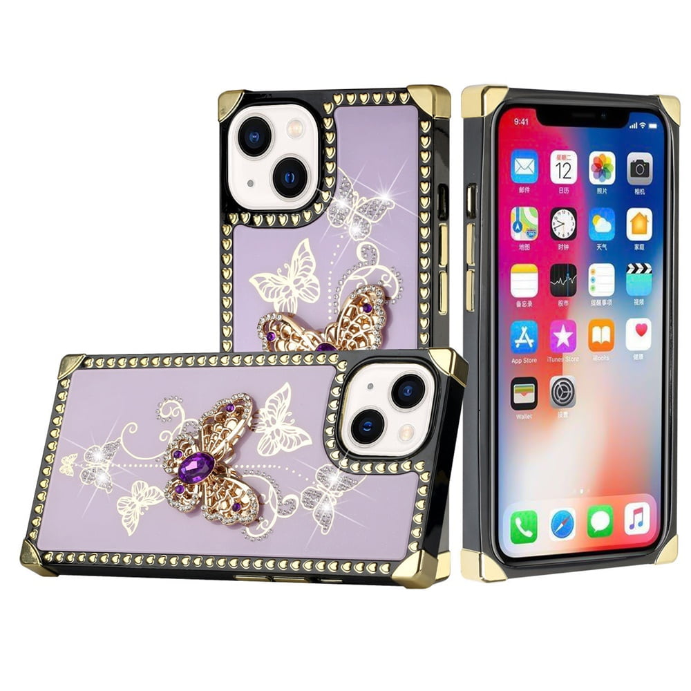  for iPhone 14 Plus Case Crystal Rhinestone Butterfly
