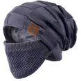 thumbnail image 2 of Trgacdwlo 2‑in‑1 Fleece Lined Balaclava Knit Beanie Hat Unisex Warm Windproof Skull Cap with Face Mask Thermal Hat Fall Winter Outdoor Cycling Hiking Snow Sports Dark Gray, 2 of 4