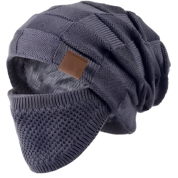 Unisex Knitted Hat & Mask Light Beanie with Ear Neck & Cheek Coverage for Cold Weather Outdoor Snow Sports.