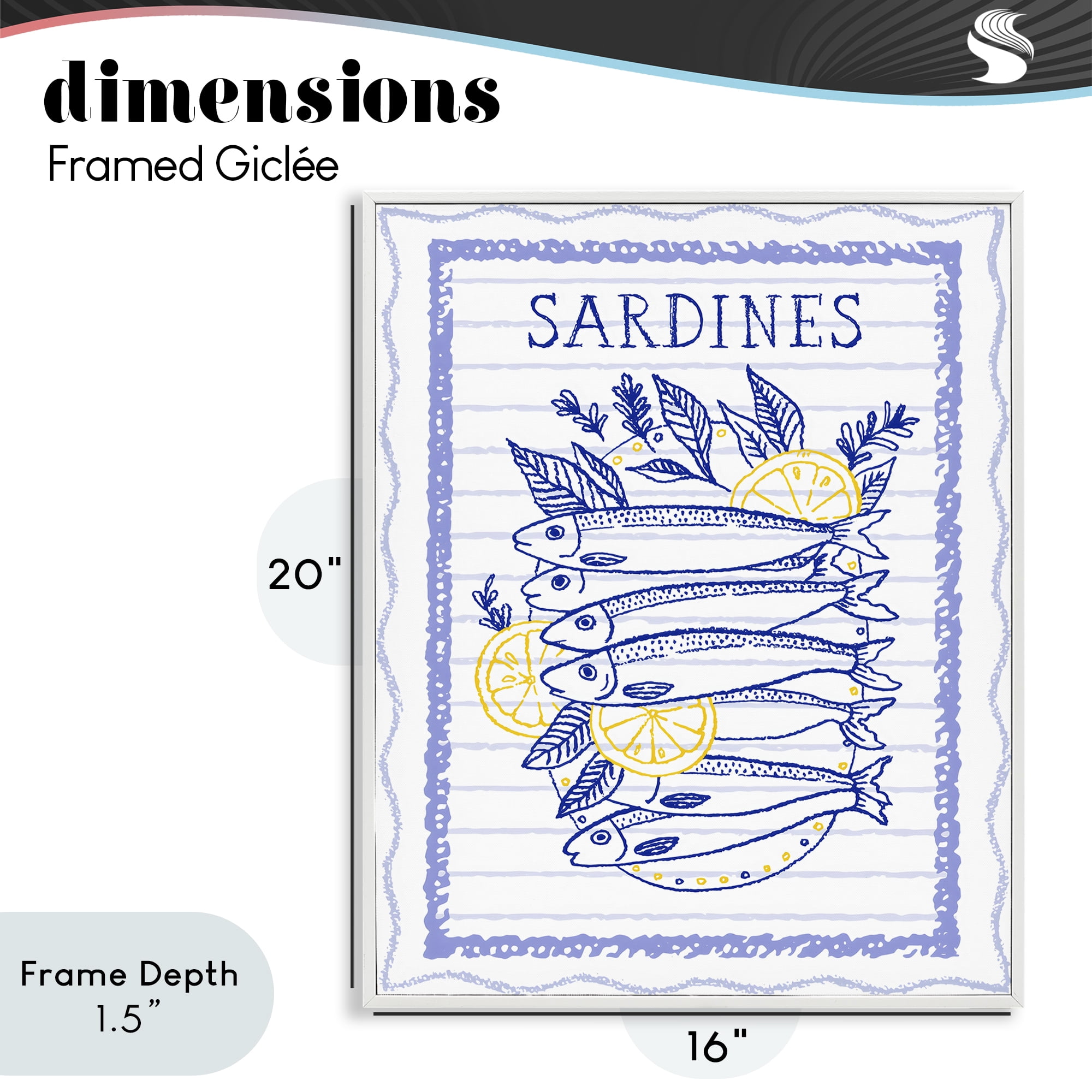 Stupell Industries Sardines Pile with Lemons White Framed Giclee Art, design by Creative Studio