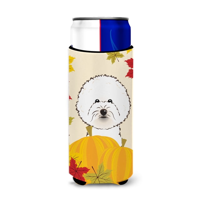Caroline's Treasures BB2023MUK Bichon Frise Thanksgiving Michelob Ultra Koozies para latas delgadas, multicolor Caroline's Treasures BB2023MUK