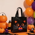 thumbnail image 3 of 1Pc Halloween Tote Bags with Handles, 7.8x3.5x7.8'' Reusable Non-Woven Ghost Face Gift Bags for Adults Gifts Wrapping, Party Supplies - Black, 3 of 6