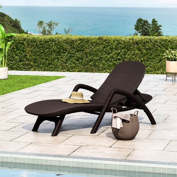 Polypropylene Resin Dark Brown Lounge Chair, 3d -look, Chaise Lounge, Brown, With Hand-crafted Details