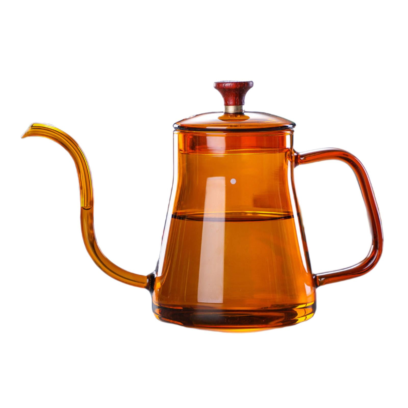AMLESO Gooseneck Glass Pour Over Kettle for Coffee Tea amber 600ml 4.2x4.9