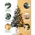 thumbnail image 5 of Artificial Christmas Tree, 3FT Premium Hinged Pine Tree, Pre-Lit Christmas Tree with 70 Warm White Led Lights&White Base for Home, Shops, Party and Holiday Christmas Decoration, Snow Flocked, 5 of 8