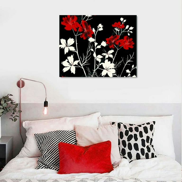 Factory Wall Art Red Flower Print Painting Modern Contemporary Picture HomeDecor Crimson