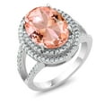thumbnail image 4 of Gem Stone King 925 Sterling Silver Peach Nano Morganite Engagement Ring for Women (10.64 Cttw, Oval 14X10MM, Available in Size 5, 6, 7, 8, 9), 4 of 6