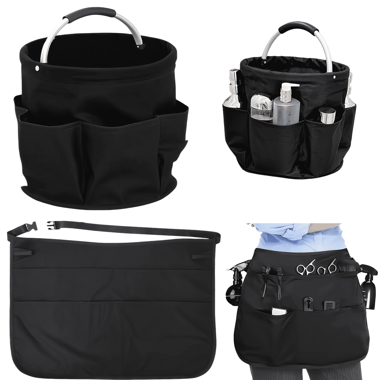 qiqianshu 2-Pack Foldable Polyester Cleaning Caddy with handle and waterproof gardening apron multi-purpose organizer for garden picnic beach and travel