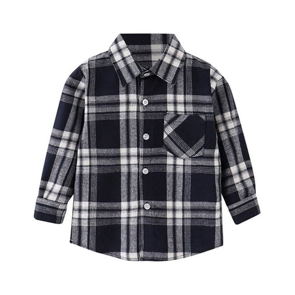 Adeawade Tops For Boys 18-24 Months Kids Flannel Shirt Jacket Plaid Long Sleeve Lapel Button Down Shacket Pockets Shirt Top Coat Outwear Soft Playsuit Grey