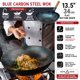 thumbnail image 3 of Wok YOSUKATA de acero al carbono azul de 34 cm precurado, 3 of 9